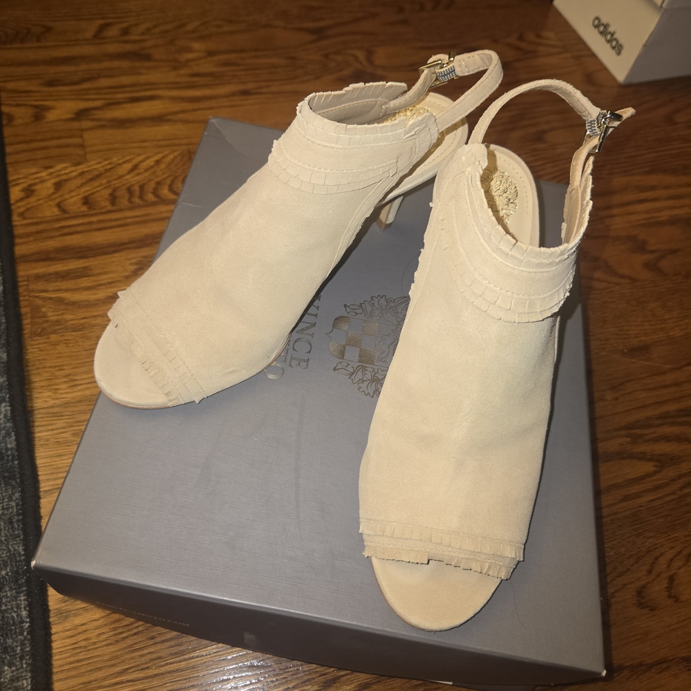 Vince Camuto Cream Heels with Minimalist Design